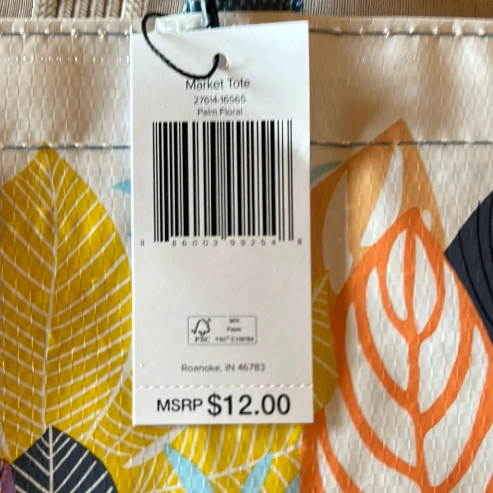 Vera Bradley Palm Floral Market Tote Bag with Multicolor Design NWT - Picture 3 of 10